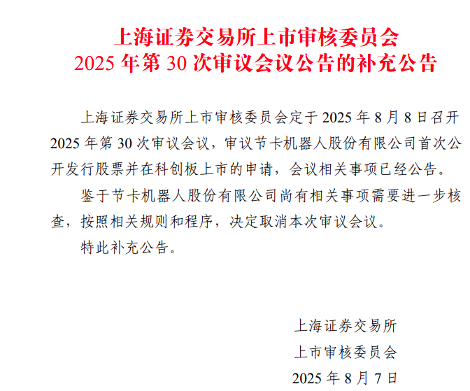 节卡IPO被取消审议！上半年净利润同比下滑513.55%IPO被取消审议！上半年净利润同比下滑513.55%