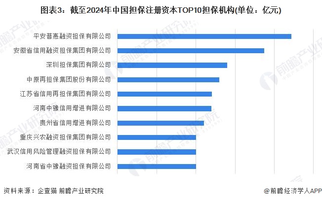 图表3：截至2024年中国担保注册资本TOP10担保机构(单位：亿元)