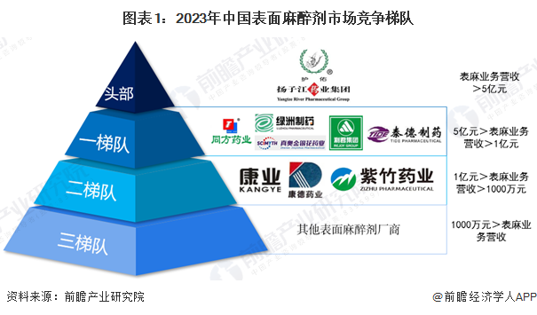 图表1：2023年中国表面麻醉剂市场竞争梯队