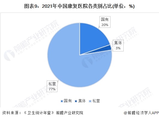 图表9：2021年中国康复医院各类别占比(单位：%)