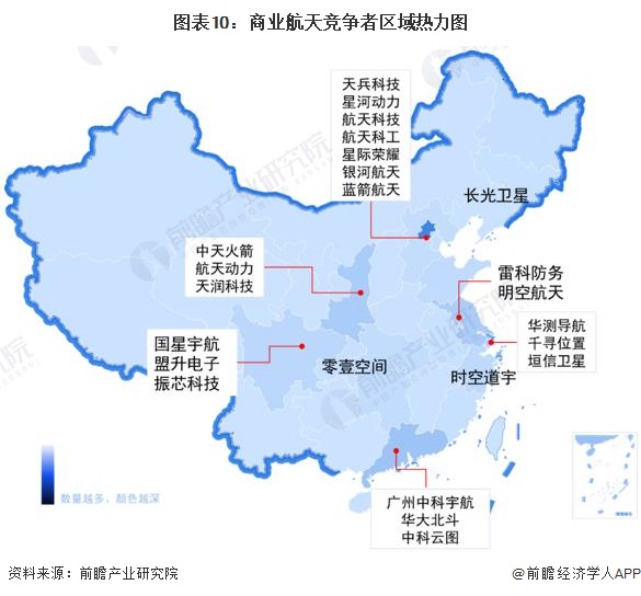 图表10：商业航天竞争者区域热力图