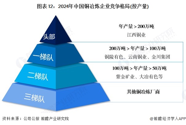 图表12：2024年中国铜冶炼企业竞争格局(按产量)