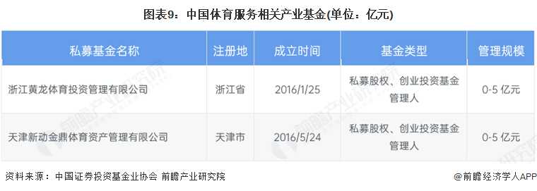 图表9：中国体育服务相关产业基金(单位：亿元)