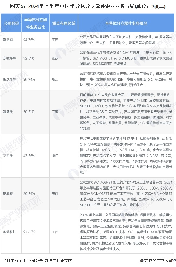 图表5：2024年上半年中国半导体分立器件企业业务布局(单位：%)(二)