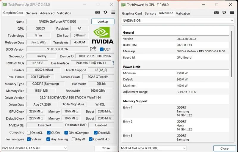 竟比公版强了6%！影驰RTX 5080星曜NOX OC评测：能自由更换上盖与背板