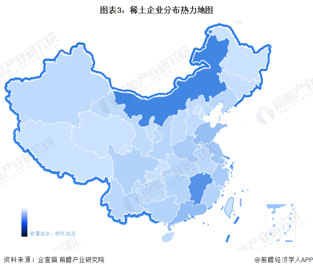 图表3：稀土企业分布热力地图