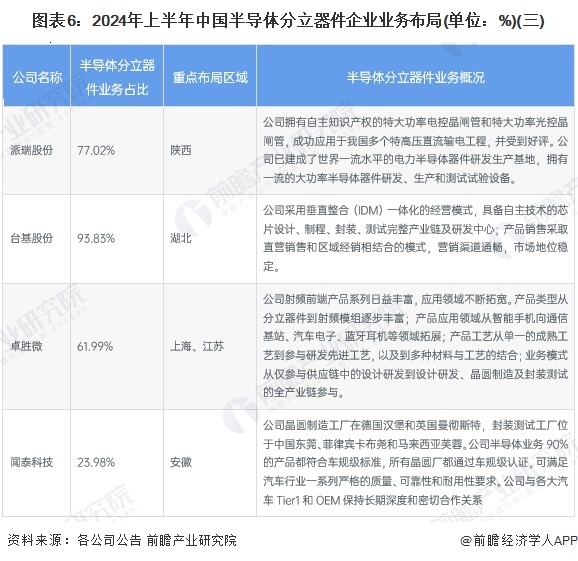 图表6：2024年上半年中国半导体分立器件企业业务布局(单位：%)(三)