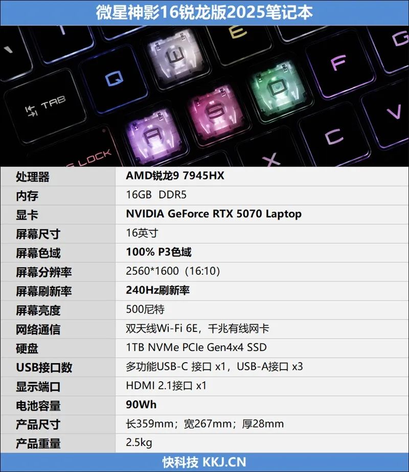 微星神影16锐龙版评测：锐龙7945 HX配合RTX 5070游戏生产力兼顾 体验同价无敌