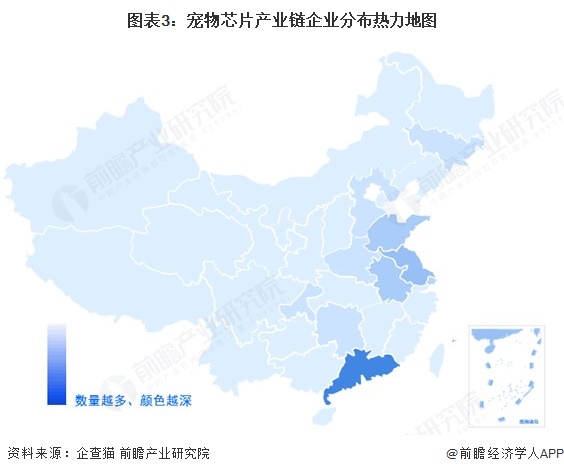 图表3：宠物芯片产业链企业分布热力地图