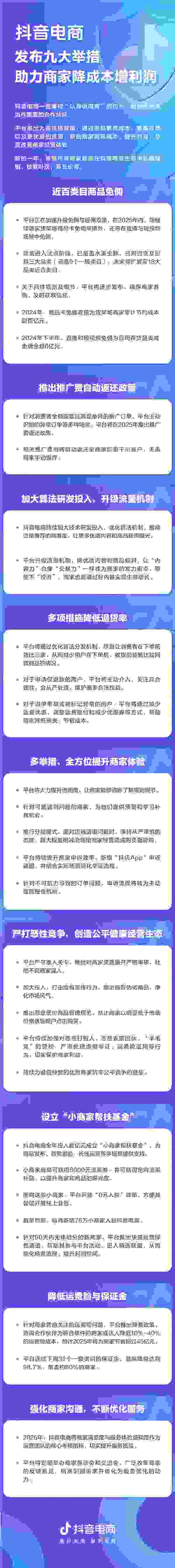 抖音电商启动史上最强商家扶持计划：零佣金 返推广费 设数亿帮扶基金